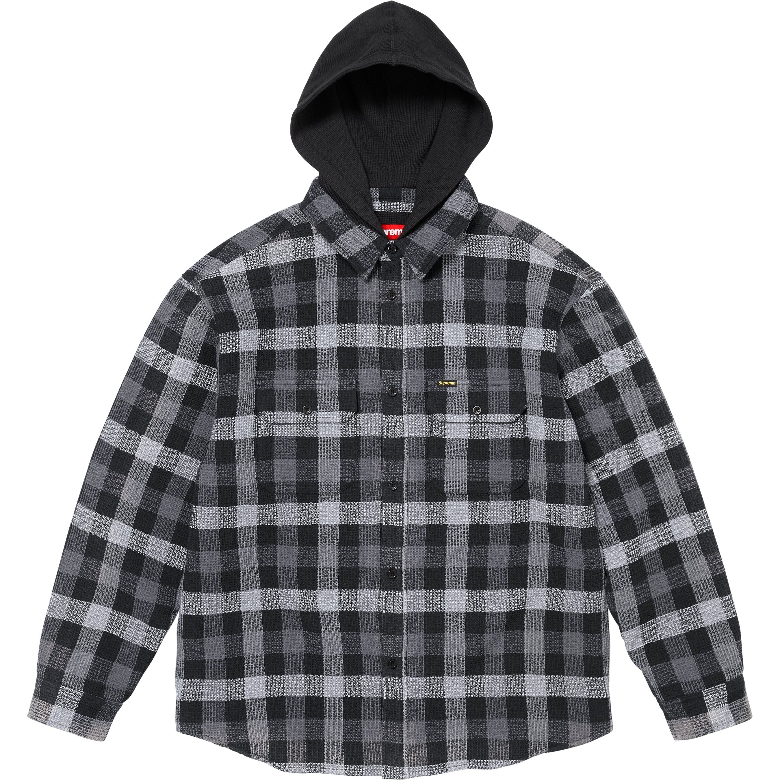 Waffle Plaid Hooded Shirt view 7